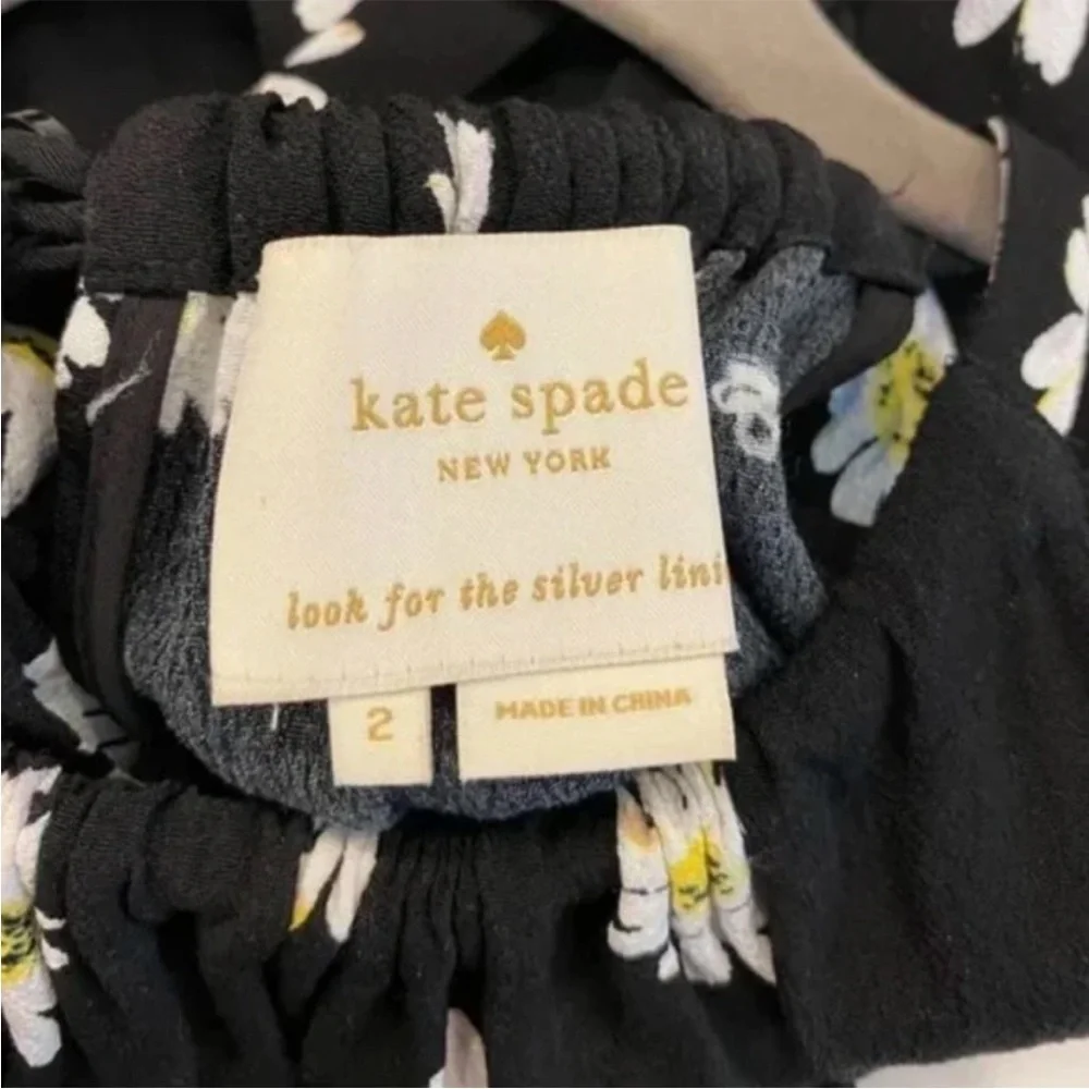 Black Daisy Floral Kate Spade High Neck Midi Sleeveless Dress [Size 2]